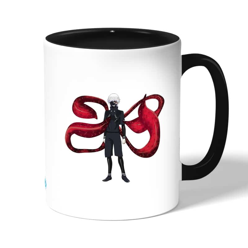 كوب قهوة بمقبض اسود بتصميم قوة كانيكي طوكيو الغول كوب قهوة بمقبض اسود بتصميم قوة كانيكي طوكيو الغول