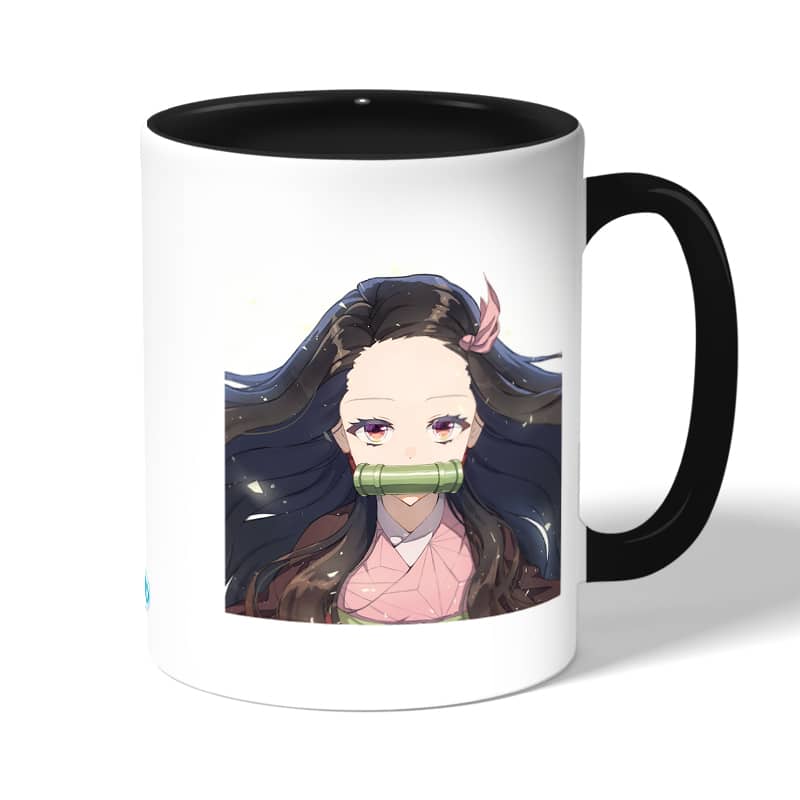 كوب قهوة بمقبض اسود بتصميم كامادو نيزوكو كوب قهوة بمقبض اسود بتصميم كامادو نيزوكو