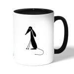 كوب قهوة بمقبض اسود بتصميم كلب كرتوني