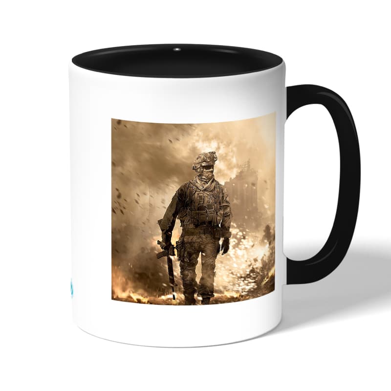 كوب قهوة بمقبض اسود بتصميم كول أوف ديوتي نيران المعركه كوب قهوة بمقبض اسود بتصميم كول أوف ديوتي نيران المعركه