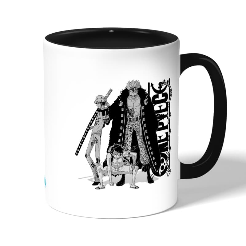 كوب قهوة بمقبض اسود بتصميم لاو ولوفي ون بيس كوب قهوة بمقبض اسود بتصميم لاو ولوفي ون بيس