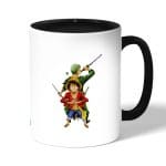 كوب قهوة بمقبض اسود بتصميم لوفي و زورو ون بيس