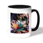 كوب قهوة بمقبض اسود بتصميم معركه في أكاديميتي للأبطال