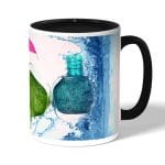 كوب قهوة بمقبض اسود بتصميم مناكير