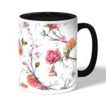 كوب قهوة بمقبض اسود بتصميم مورد