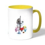 كوب قهوة بمقبض اصفر بتصميم آرمي بتس شخصيات BT21