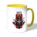 كوب قهوة بمقبض اصفر بتصميم أبيكس ليجندز