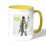 كوب قهوة بمقبض اصفر بتصميم أبيكس ليجندز كريبتو