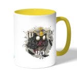 كوب قهوة بمقبض اصفر بتصميم أبيكس ليجندزالمخيف بلد هاوند