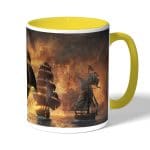 كوب قهوة بمقبض اصفر بتصميم أساسنز كريد بلاك فلاغ