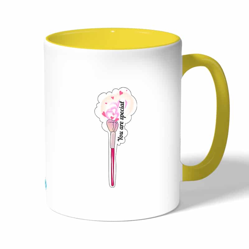 كوب قهوة بمقبض اصفر بتصميم أنت مميز كوب قهوة بمقبض اصفر بتصميم أنت مميز