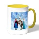 كوب قهوة بمقبض اصفر بتصميم ابطال فروزن