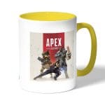 كوب قهوة بمقبض اصفر بتصميم  ابيكس ليجندز القتال معا