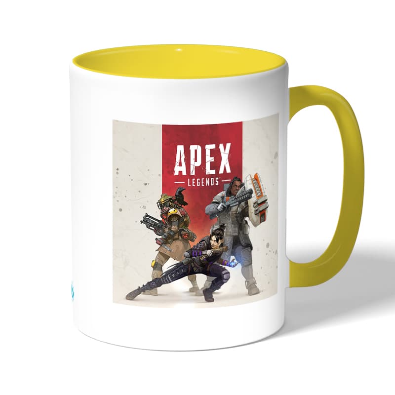 كوب قهوة بمقبض اصفر بتصميم ابيكس ليجندز القتال معا كوب قهوة بمقبض اصفر بتصميم ابيكس ليجندز القتال معا