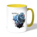 كوب قهوة بمقبض اصفر بتصميم الاميرة مونونوكي مع ذئب