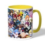 كوب قهوة بمقبض اصفر بتصميم الشخصيات اللطيفه كل الانميات
