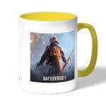 كوب قهوة بمقبض اصفر بتصميم اللعبه القتاليه باتلفيلد 1