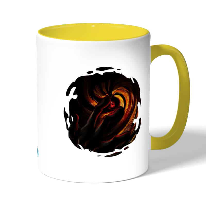 كوب قهوة بمقبض اصفر بتصميم اوبيتو اوتشيها انمي ناروتو كوب قهوة بمقبض اصفر بتصميم اوبيتو اوتشيها انمي ناروتو