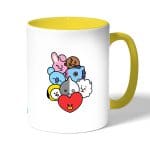 كوب قهوة بمقبض اصفر بتصميم بتس شخصيات BT21