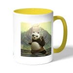 كوب قهوة بمقبض اصفر بتصميم بو كونغ فو باندا