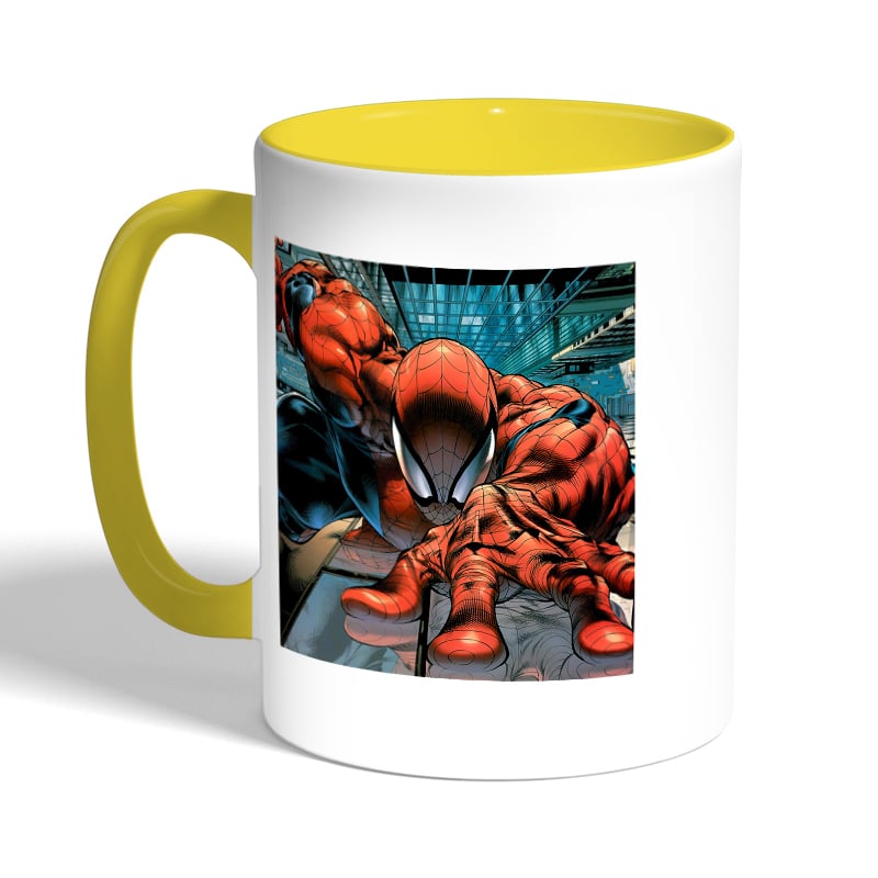 كوب-قهوة-بمقبض-اصفر-بتصميم-تسلق-الجدران-سبايدر-مان-2