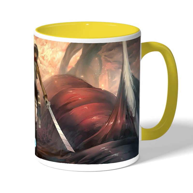 كوب قهوة بمقبض اصفر بتصميم تقضي ميكاسا على العمالقة هجوم العمالقة كوب قهوة بمقبض اصفر بتصميم تقضي ميكاسا على العمالقة هجوم العمالقة