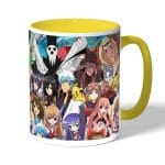 كوب قهوة بمقبض اصفر بتصميم جنون الانميات