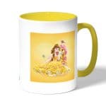 كوب قهوة بمقبض اصفر بتصميم حصان الاميرة بيلا