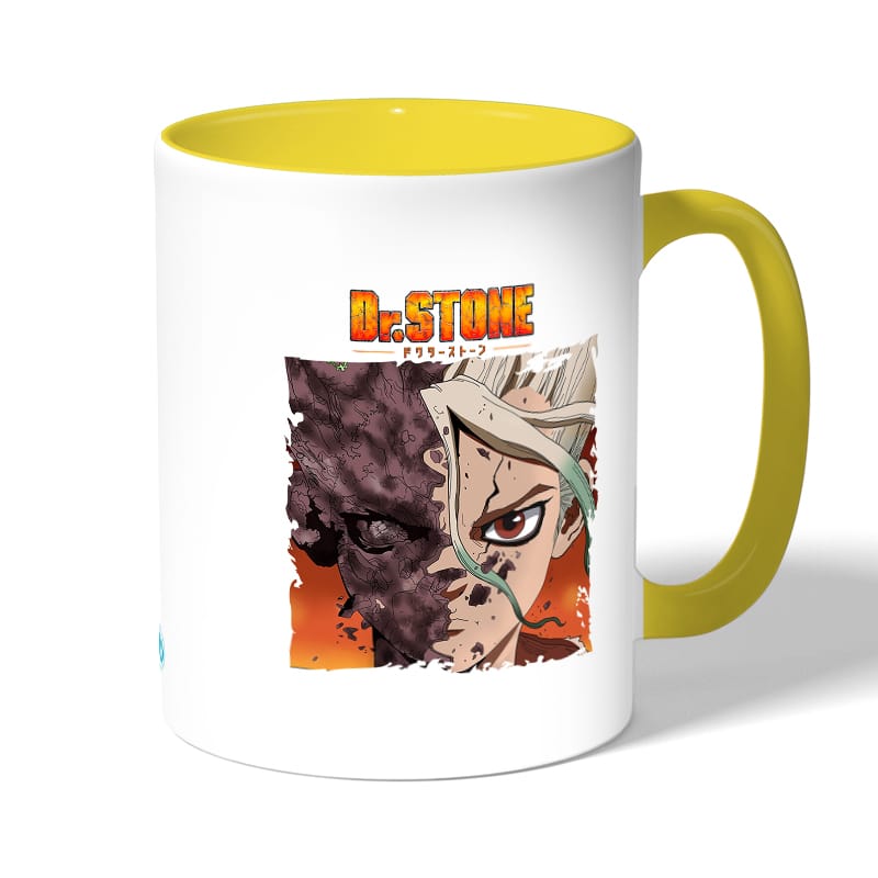 كوب قهوة بمقبض اصفر بتصميم دكتور ستون كوب قهوة بمقبض اصفر بتصميم دكتور ستون