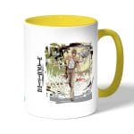 كوب قهوة بمقبض اصفر بتصميم ديث نوت عالم الشياطين