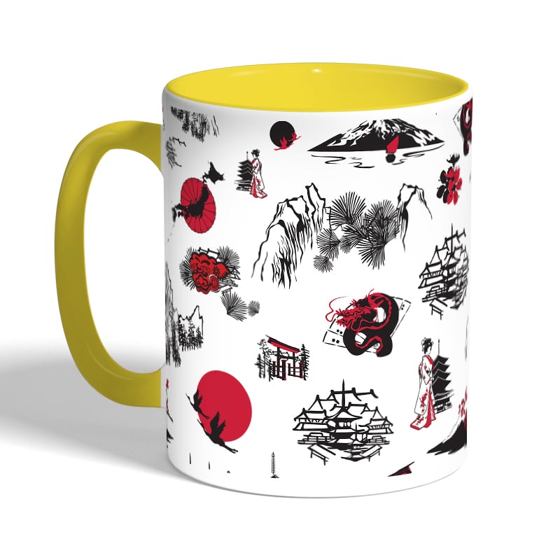 كوب-قهوة-بمقبض-اصفر-بتصميم-رسومات-يابانيه-2