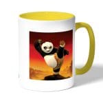 كوب قهوة بمقبض اصفر بتصميم ركله كونغ فو باندا