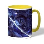 كوب قهوة بمقبض اصفر بتصميم سيدة ماريا من برج الساعة النجمي