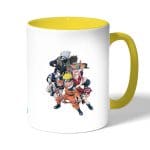 كوب قهوة بمقبض اصفر بتصميم شخصيات ناروتو وهم صغار