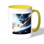 كوب قهوة بمقبض اصفر بتصميم طائرات حربيه باتلفيلد