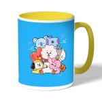 كوب قهوة بمقبض اصفر بتصميم عناق أر جي شخصيات BT21