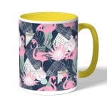 كوب قهوة بمقبض اصفر بتصميم فلامنغو