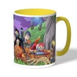 كوب قهوة بمقبض اصفر بتصميم فورت نايت رسم