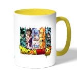 كوب قهوة بمقبض اصفر بتصميم قوة الابطال كل الانميات