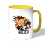 كوب قهوة بمقبض اصفر بتصميم قوة الثلاثة أشقاء ون بيس