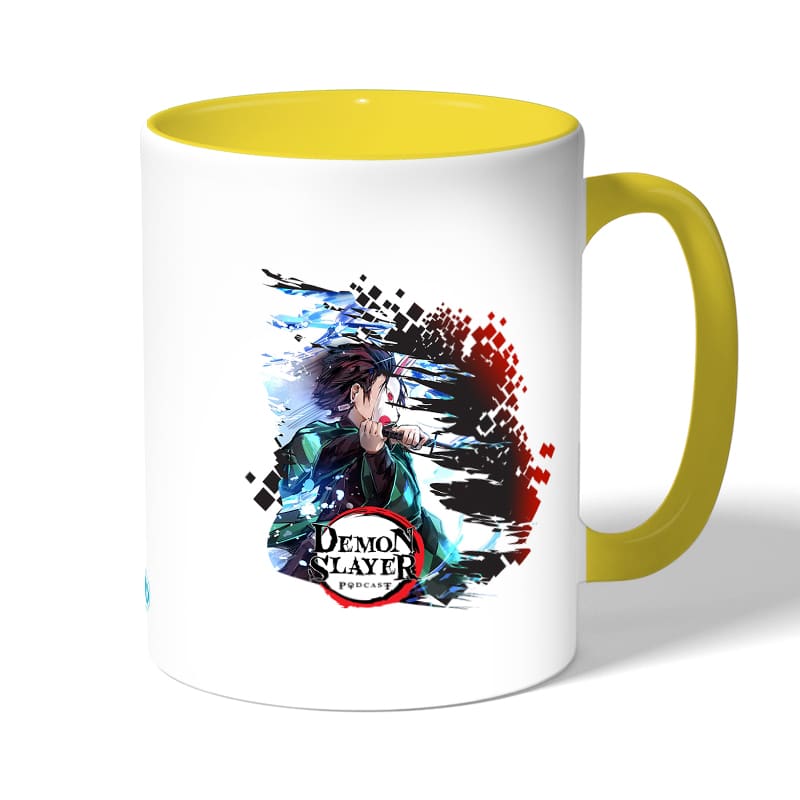 كوب قهوة بمقبض اصفر بتصميم قوة تنفس الماء قاتل الشياطين كوب قهوة بمقبض اصفر بتصميم قوة تنفس الماء قاتل الشياطين