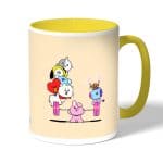 كوب قهوة بمقبض اصفر بتصميم قوه كوكي شخصيات BT21