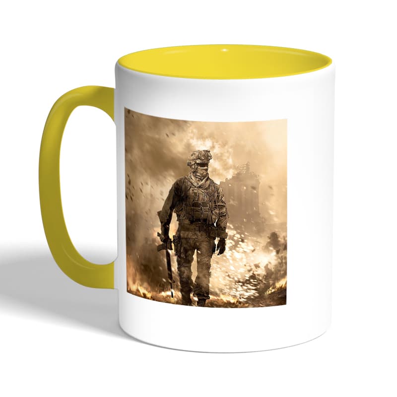 كوب-قهوة-بمقبض-اصفر-بتصميم-كول-أوف-ديوتي-نيران-المعركه-2