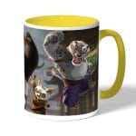 كوب قهوة بمقبض اصفر بتصميم كونغ فو باندا