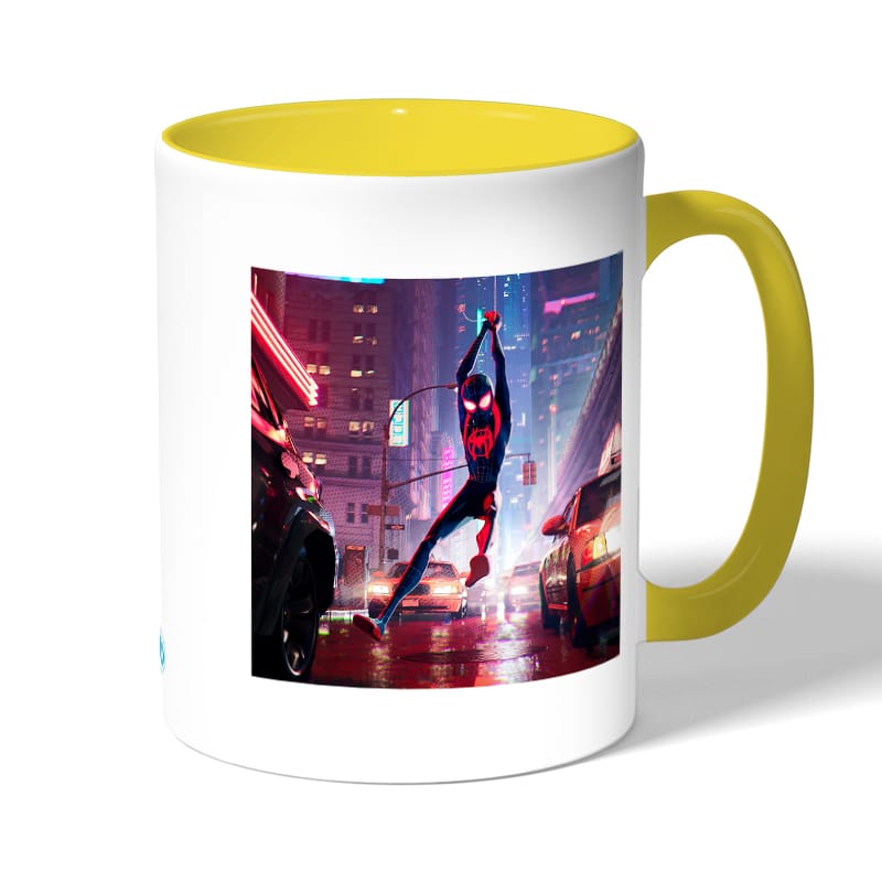 كوب قهوة بمقبض اصفر بتصميم مايلز مورالز سبايدر مان كوب قهوة بمقبض اصفر بتصميم مايلز مورالز سبايدر مان