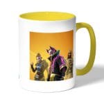 كوب قهوة بمقبض اصفر بتصميم ناروتو انبو فورت نايت