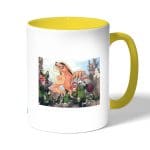 كوب قهوة بمقبض اصفر بتصميم ناروتو وضع مضحك