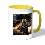 كوب قهوة بمقبض اصفر بتصميم نيران معارك كول أوف ديوتي