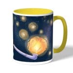 كوب قهوة بمقبض اصفر بتصميم وداع إيس ون بيس