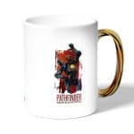 كوب قهوة بمقبض ذهبي بتصميم أبيكس ليجندز باثفايندر سعيد